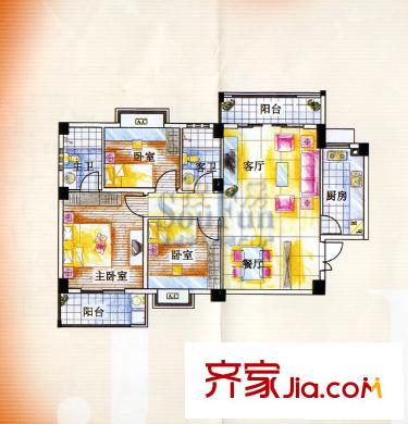 世紀(jì)金輝二期戶型圖3室2廳2衛(wèi)