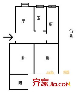 省直屏東小區(qū) 2室 戶型圖