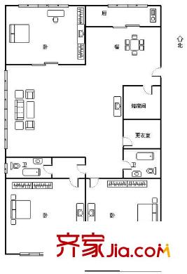 鴻城小區(qū) 4室 戶型圖