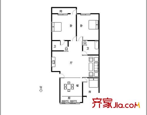 鴻城小區(qū) 3室 戶型圖