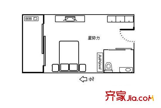 富裕世家 1室 戶型圖