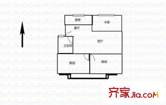 市交警單位宿舍 3室 戶型圖