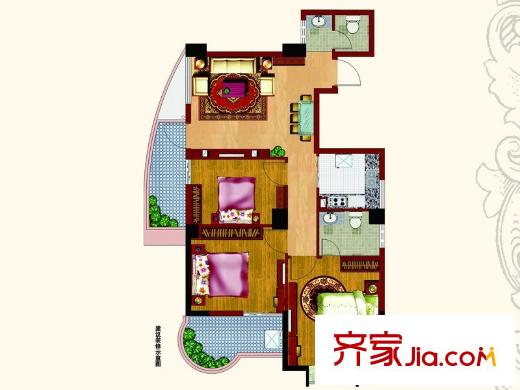 華林上景戶(hù)型圖1#07戶(hù)型 3室2廳2衛(wèi)1廚