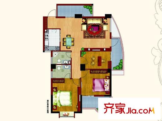 華林上景戶(hù)型圖1#08戶(hù)型 3室2廳2衛(wèi)1廚