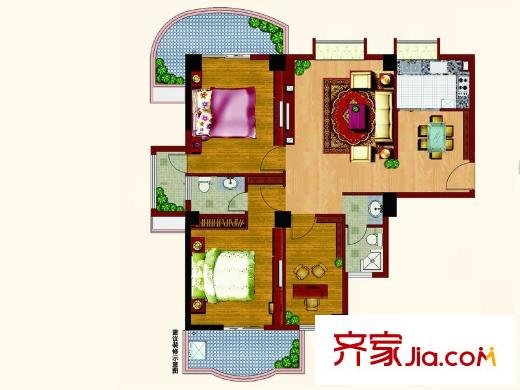 華林上景戶(hù)型圖1#04戶(hù)型 3室2廳2衛(wèi)1廚
