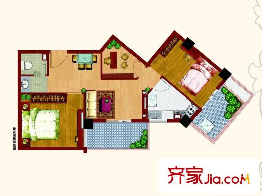 華林上景戶(hù)型圖1#1709戶(hù)型 3室2廳1衛(wèi)1廚