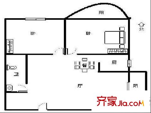 星城國際 2室 戶型圖