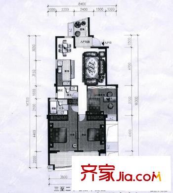 洋中花園文景苑 1室 戶型圖