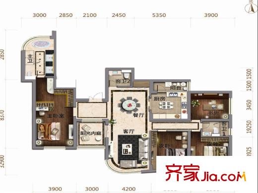 泰悅豪庭3號(hào)樓標(biāo)準(zhǔn)層1戶型 4室2廳3衛(wèi)1廚