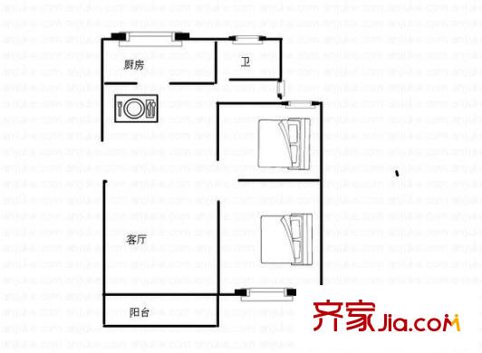 興元星辰 2室 戶型圖
