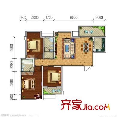 興元星辰 3室 戶型圖