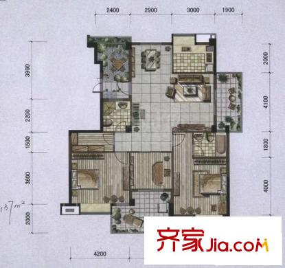 閩江春曉 3室 戶型圖