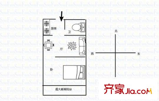 金諾大廈 1室 戶型圖