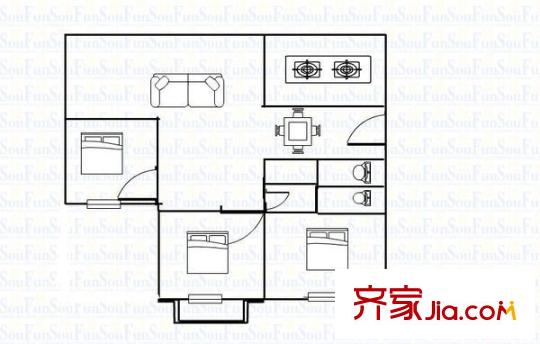 金山碧水一期醉棠苑戶(hù)型圖金山碧水一期醉棠苑 3室 戶(hù)型圖 3室2廳2衛(wèi)1廚