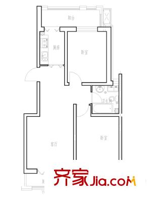 天時茗苑洋房標準層E戶型 2室1廳1衛(wèi)1廚