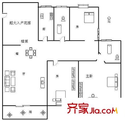 東方高爾夫花園 3室 戶型圖