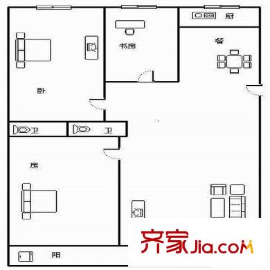 東方高爾夫花園 3室 戶型圖