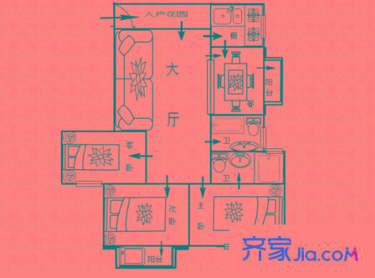 金山佳園 3室 戶型圖