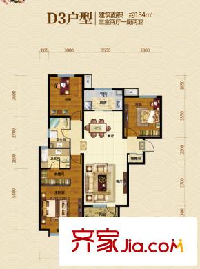 保利海棠灣一期高層標(biāo)準(zhǔn)層D3戶型 3室2廳2衛(wèi)1廚