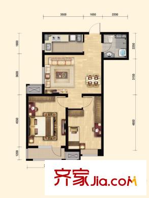新梅江雅境新楓尚高層標(biāo)準(zhǔn)層H2戶型 2室2廳1衛(wèi)1廚