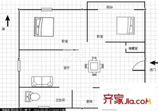 紅星苑 3室 戶型圖