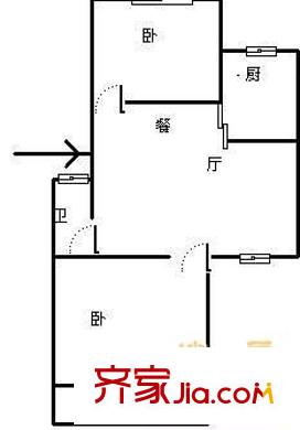 市直湖前 2室 戶型圖