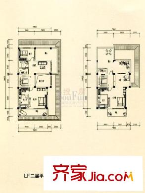 陽光理想城丹寧頓小鎮(zhèn)戶型圖LF二層、三層平面圖 4室4廳4衛(wèi)1廚