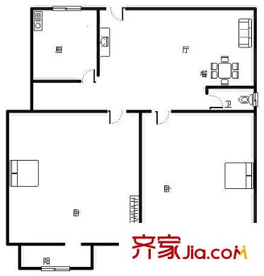 水松小區(qū) 2室 戶型圖