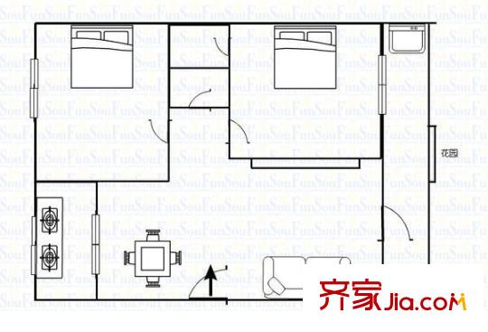 金橋花園玫瑰苑 2室 戶型圖