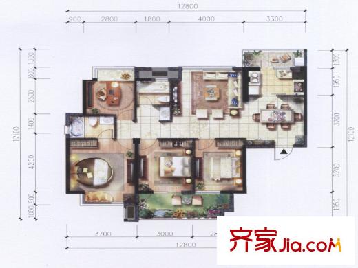 陽光理想城香草天空戶型圖攬香01-1戶型圖 4室2廳2衛(wèi)