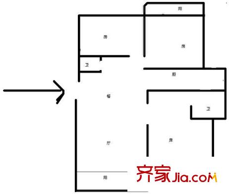 香江紅海園二期 3室 戶型圖