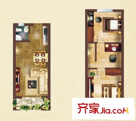 翡翠半島一期高層c戶型圖 2室1廳1衛(wèi)1廚