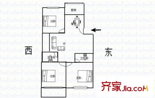 中茵花城 3室 戶型圖