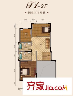 松江水岸唐寧別墅4號樓F1戶型2層戶型圖 4室3廳4衛(wèi)1廚
