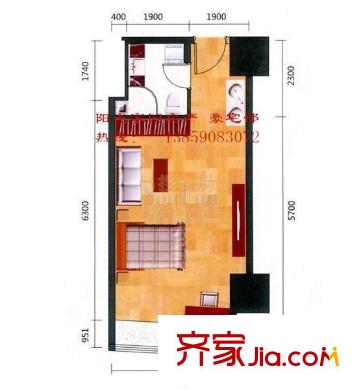 福州金融街萬達(dá)廣場 1室 戶型圖