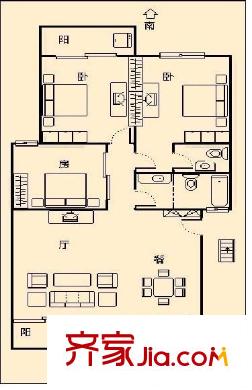 錦繡文華小區(qū) 3室 戶型圖