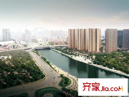 仁恒河濱花園周邊海河全景