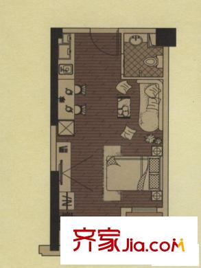 博仕后家園戶型圖4＃樓b2戶型 1室1廳1衛(wèi)1廚