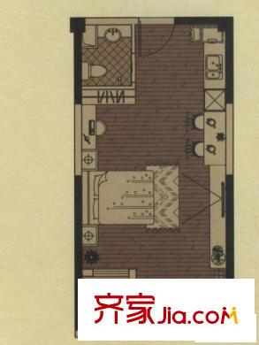 博仕后家園戶型圖4＃樓b1戶型 1室1廳1衛(wèi)1廚