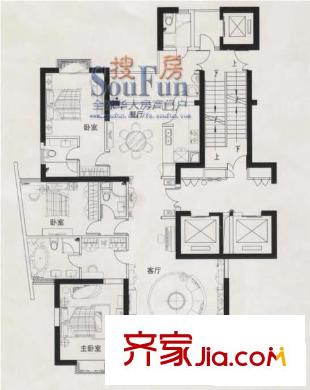 三迪凱旋楓丹戶型圖2B戶型圖 3室2廳3衛(wèi)1廚