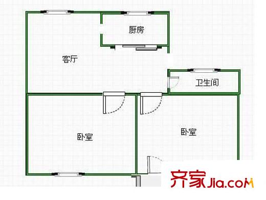 亞峰新區(qū) 2室 戶型圖