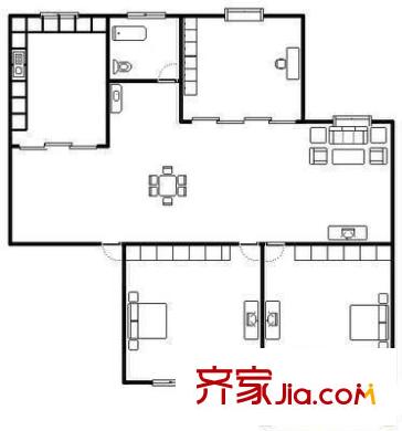 亞峰新區(qū) 3室 戶型圖