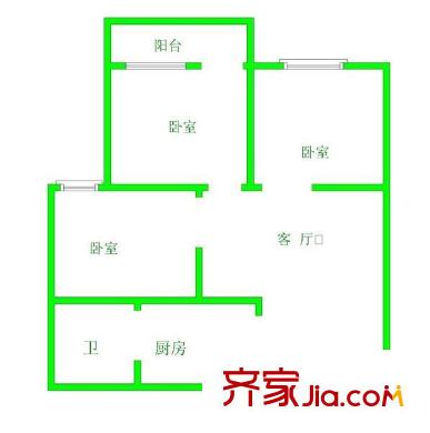 亞峰新區(qū) 3室 戶型圖