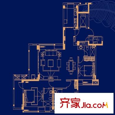 萬(wàn)科金域華府戶(hù)型圖1/3/5#A戶(hù)型 3室2廳3衛(wèi)1廚