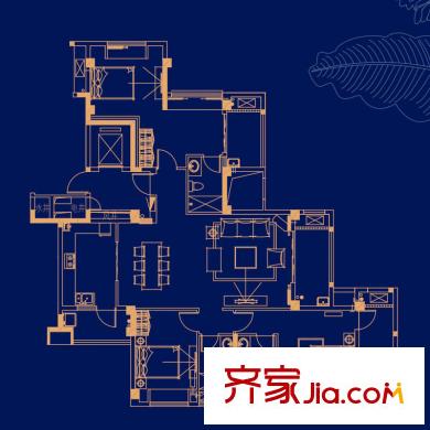 萬(wàn)科金域華府戶(hù)型圖2#E戶(hù)型 3室2廳3衛(wèi)1廚