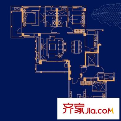 萬(wàn)科金域華府戶(hù)型圖2#D戶(hù)型 3室2廳3衛(wèi)1廚