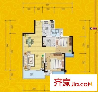 福灣新城秋月苑 2室 戶型圖