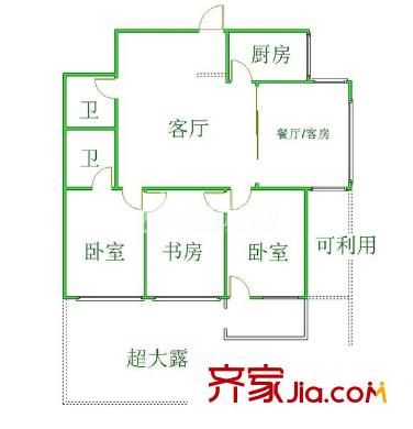 西洪新村 4室 戶型圖