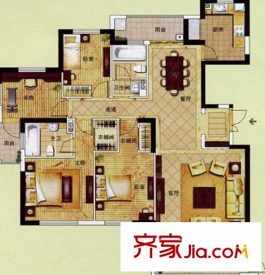 三木花園D區(qū) 4室 戶型圖