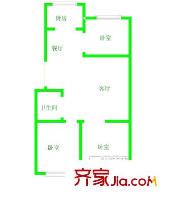 三木花園D區(qū) 3室戶型圖